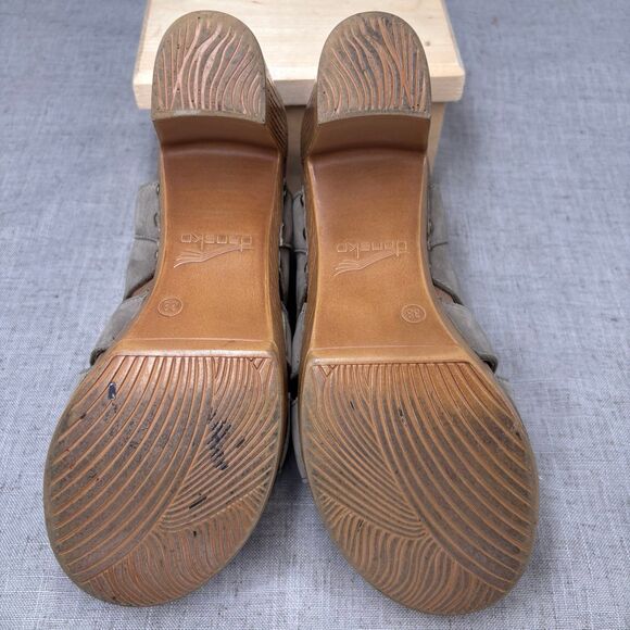 Dansko Demetra Heels Taupe Nubuck Leather Cagey Strappy Bootie Women’s EU 38 - Picture 8 of 11